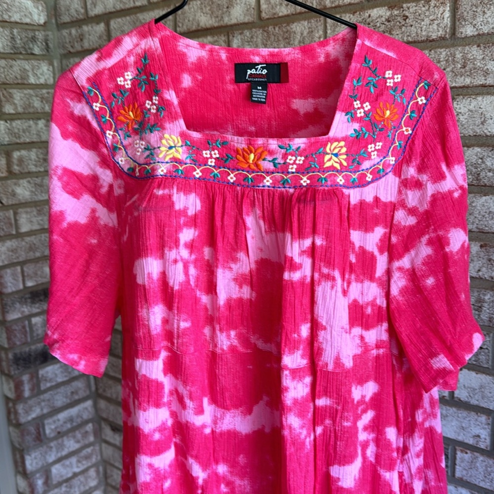 Fun Beach Pool Tie Dye Oversized M medium Cotton Embroidered House Casual Dress